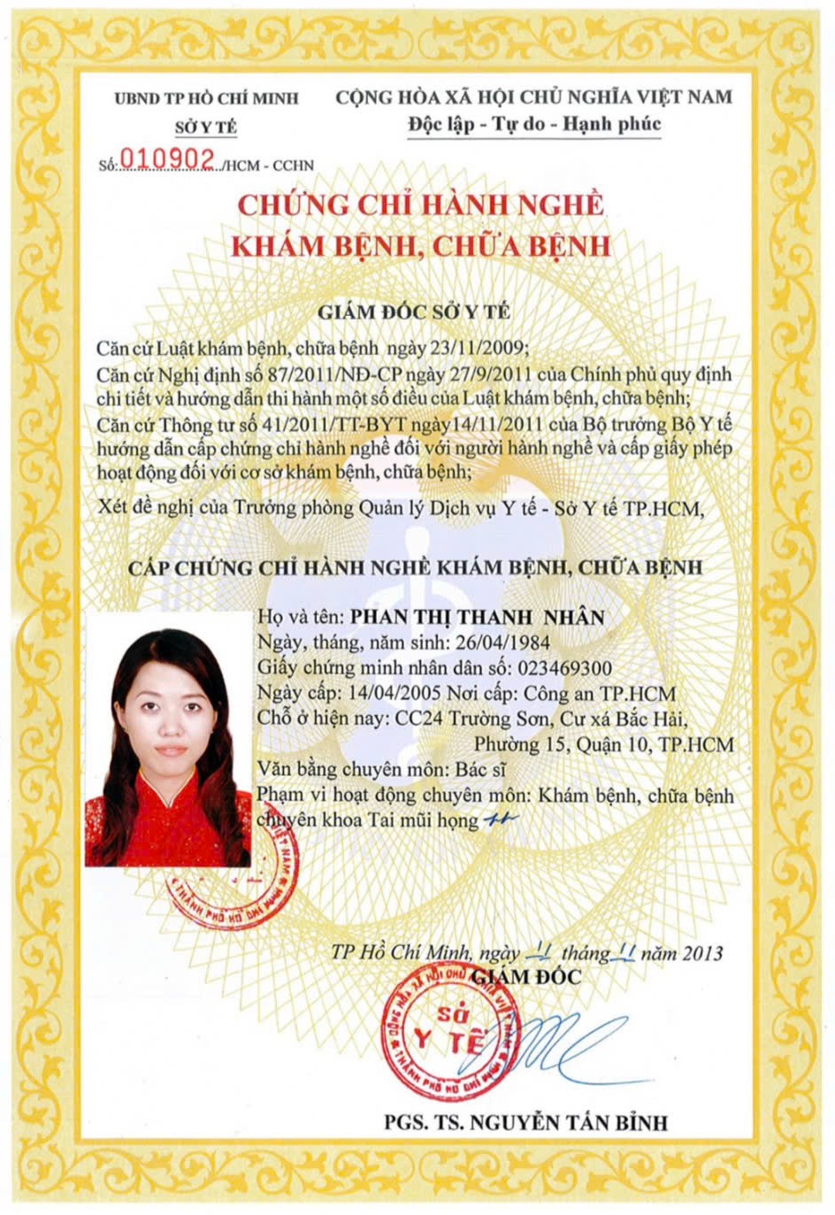 Giấy phép chính quy 11 bs nhan 3