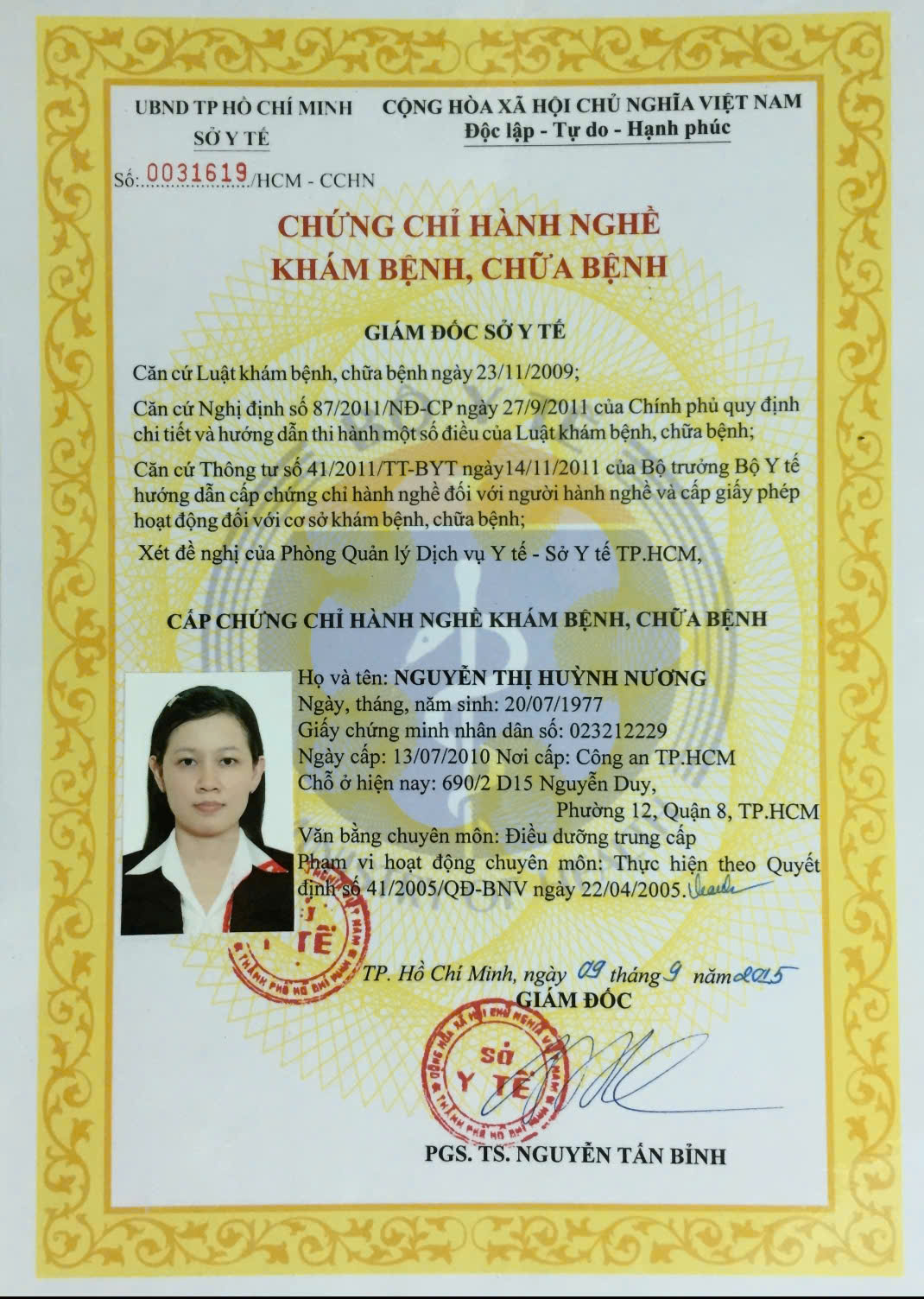 Giấy phép chính quy 14 dieu duong nuong
